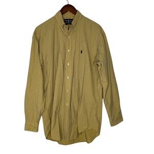 Ralph Lauren Blake M Yellow Check Button-Down Shirt 100% Cotton Classic Fit